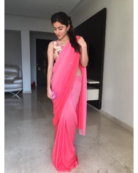 Pink georgette saree Pink georgette saree
