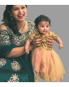 Alphabey's Golden and Pink Shimmer and Lace Frock For Infants Alphabey's Golden and Pink Shimmer and Lace Frock For Infants