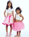 Alphabey's White Top & Mid Thigh Pink Net Skirt For Girls 02