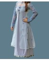 Grey Spanish Crepe Net Jacket Long Kurti For Women/Girls
