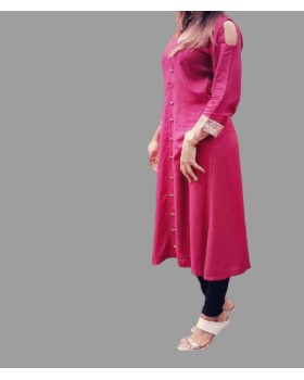 Stylish Pink Rayon Long Kurti for women Stylish Pink Rayon Long Kurti for women