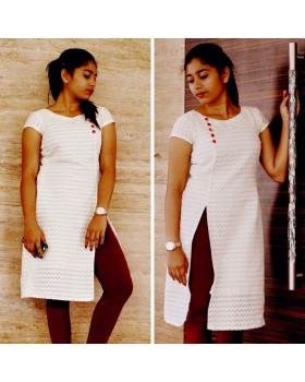Stylish White Rayon Long Kurti for women Stylish White Rayon Long Kurti for women