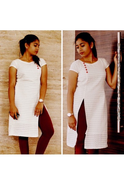 Stylish White Rayon Long Kurti for women Stylish White Rayon Long Kurti for women