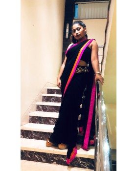 Black pallazo georgette saree Black pallazo georgette saree