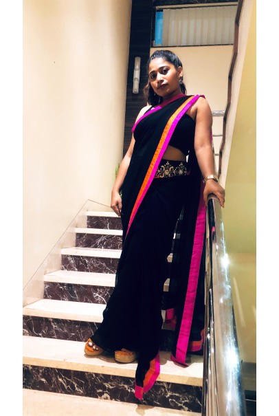Black pallazo georgette saree Black pallazo georgette saree