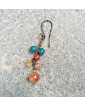 Alphabey Orange Malted Gemstone Gold Plated Brass Earrings For Women