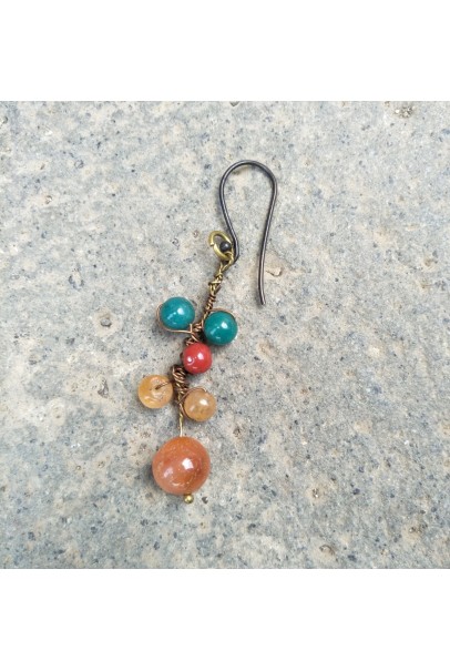 Alphabey Orange Malted Gemstone Gold Plated Brass Earrings For Women Alphabey Orange Malted Gemstone Gold Plated Brass Earrings For Women