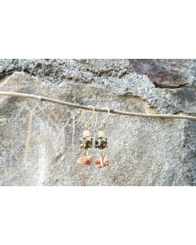 Alphabey's Agate Stone Oxidised Gold Plated Brass Earrings For Women Alphabey's Agate Stone Oxidised Gold Plated Brass Earrings For Women