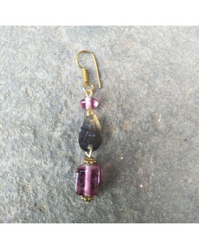 Alphabey's Pink Glass Brass Oxidised Earrings For Women