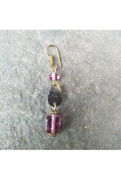 Alphabey's Pink Glass Brass Oxidised Earrings For Women Alphabey's Pink Glass Brass Oxidised Earrings For Women