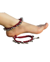 Alphabey's Tribal Style Maroon Threaded Anklets with Oxidized Ghungroo for Women and Girls Alphabey's Tribal Style Maroon Threaded Anklets with Oxidized Ghungroo for Women and Girls