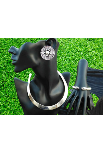Alphabey's Tribal Bohemia Oxidised Silver Choker Necklace for Women/Girls NK01 Alphabey's Tribal Bohemia Oxidised Silver Choker Necklace for Women/Girls NK01