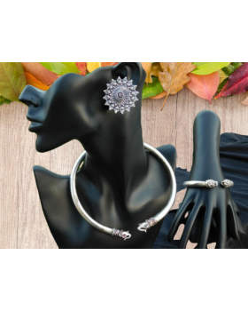 Alphabey's Tribal Bohemia Oxidised Silver  Choker Necklace for Women/Girls NK06