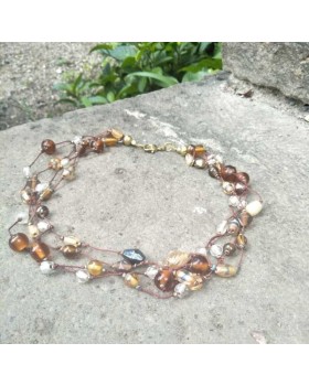 Alphabey's Threaded 4 Strands  Multicolour Glass Beaded Brass Mala Necklace For Women