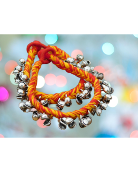 Alphabey's Tribal Style Multicolour Orange & Yellow Threaded Anklets with Oxidized Ghungroo for Women and Girls Alphabey's Tribal Style Multicolour Orange & Yellow Threaded Anklets with Oxidized Ghungroo for Women and Girls