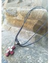 Alphabey's Maroon & Black Double Cross Buffalo Bone Pendent Necklace For Women & Men Alphabey's Maroon & Black Double Cross Buffalo Bone Pendent Necklace For Women & Men