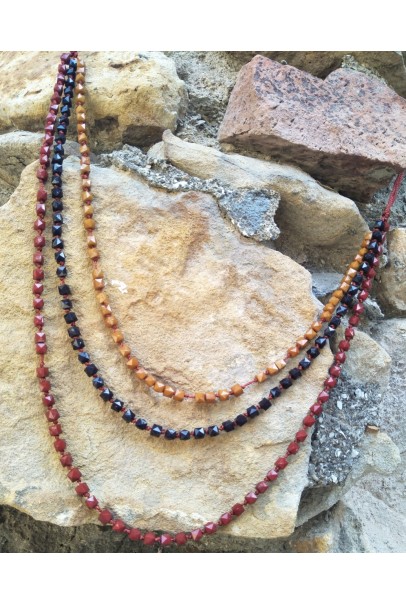 Alphabey's Melted Acrylic Beads 3 Strand Necklace For Women Alphabey's Melted Acrylic Beads 3 Strand Necklace For Women