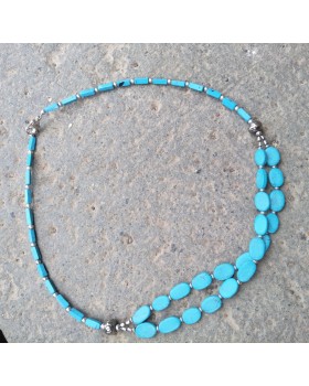Alphabey's Resin Brass Silver Oxidised Double Stranded Necklace For Women Alphabey's Resin Brass Silver Oxidised Double Stranded Necklace For Women