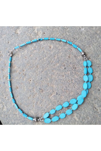 Alphabey's Resin Brass Silver Oxidised Double Stranded Necklace For Women Alphabey's Resin Brass Silver Oxidised Double Stranded Necklace For Women