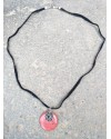 Alphabey's Red Resin Stone Round Pendant Necklace Alphabey's Red Resin Stone Round Pendant Necklace