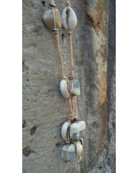 Alphabey's Shell Glass & Cotton Tassel Necklace For Women Alphabey's Shell Glass & Cotton Tassel Necklace For Women