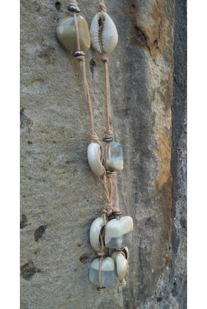 Alphabey's Shell Glass & Cotton Tassel Necklace For Women