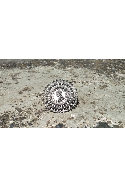 Alphabey Queen Victoria Inspired Style Embossed Ring, Modern Ring, Lady Ring Collection Silver Plated Brass Ring Alphabey Queen Victoria Inspired Style Embossed Ring, Modern Ring, Lady Ring Collection Silver Plated Brass Ring