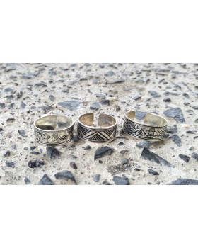 Alphabey Theme Embossed Brass Collection Of Rings Set of 3 For Men & Women, Turkey Rings Silver Plated Brass Ring.