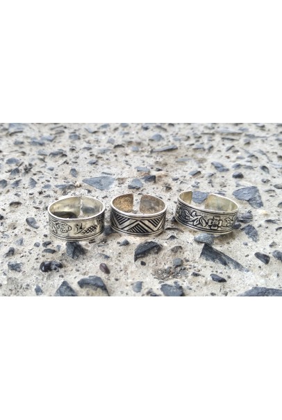 Alphabey Theme Embossed Brass Collection Of Rings Set of 3 For Men & Women, Turkey Rings Silver Plated Brass Ring. Alphabey Theme Embossed Brass Collection Of Rings Set of 3 For Men & Women, Turkey Rings Silver Plated Brass Ring.