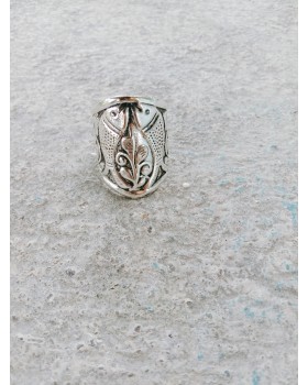 Alphabe Rings Silver Plated  Fish Embossed Brass Stack Ring, Kayi Ring, Turkey Ring Collection 
