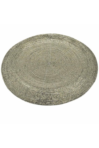 Grey Beaded Charger-Placemats - Set of 2 Grey Beaded Charger-Placemats - Set of 2