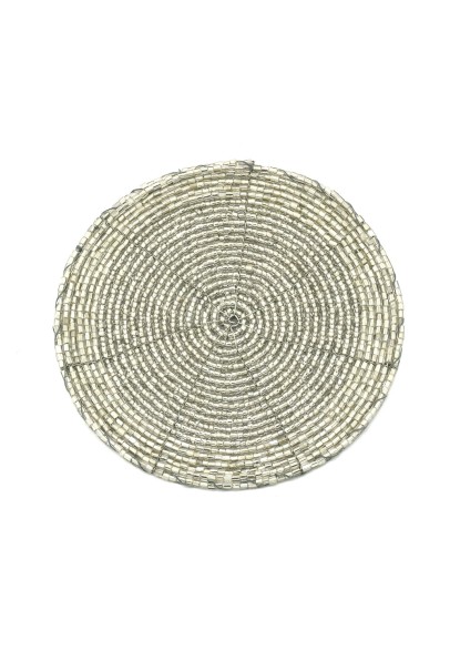 Grey Beaded Coaster-Set of 4 Grey Beaded Coaster-Set of 4