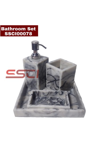 Bathroom Accessory Set - Black and White