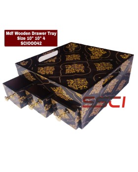 Wooden Drawer Tray- Black FLoral Wooden Drawer Tray- Black FLoral