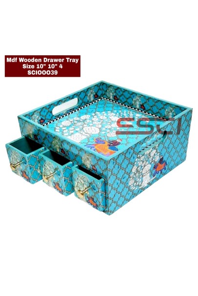 Wooden Drawer Tray- Blue Wooden Drawer Tray- Blue