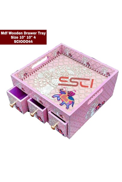 Wooden Drawer Tray- Pink Wooden Drawer Tray- Pink