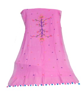 Pink Jamdani cotton silk dupatta.