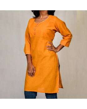 Whomen's Knee-Length Kurta - Four Buttons - Dobby