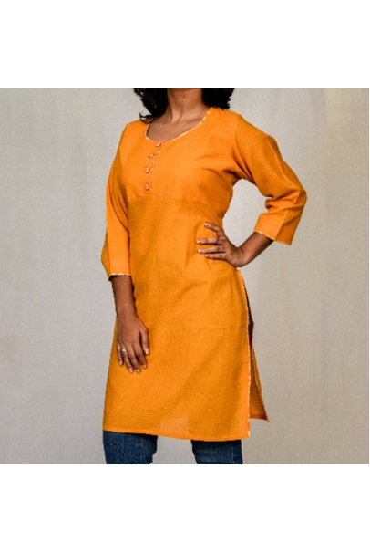 Whomen's Knee-Length Kurta - Four Buttons - Dobby