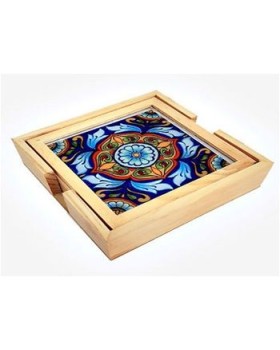 Wooden Floral Designed Coaster