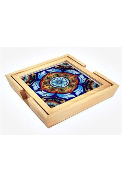 Wooden Floral Designed Coaster