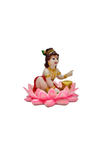  Hand Carved Baby Krishna Resin Idol Sculpture Statue for Home Office Pooja Ghar