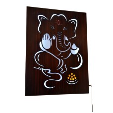 LED Wooden Lord Ganesha Frame with Electric Plugin