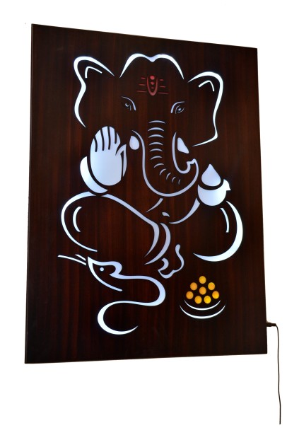 LED Wooden Lord Ganesha Frame with Electric Plugin